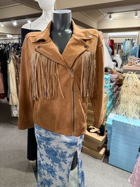 Faux Leather Fringe Jacket
